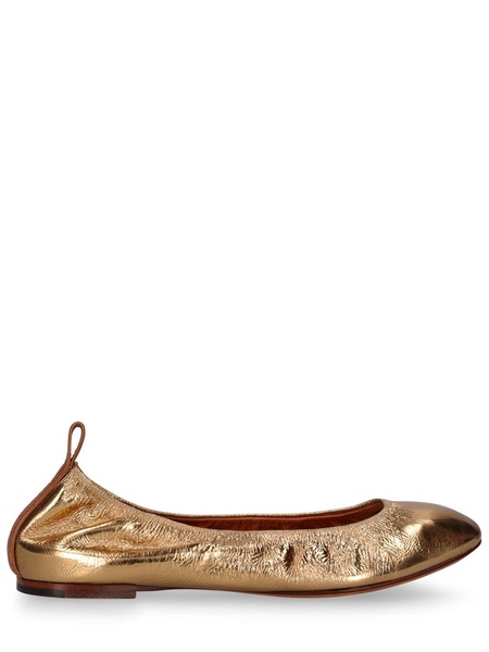 Laminated leather ballerina flats