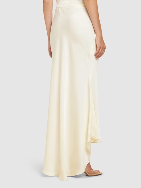 Flared satin long skirt