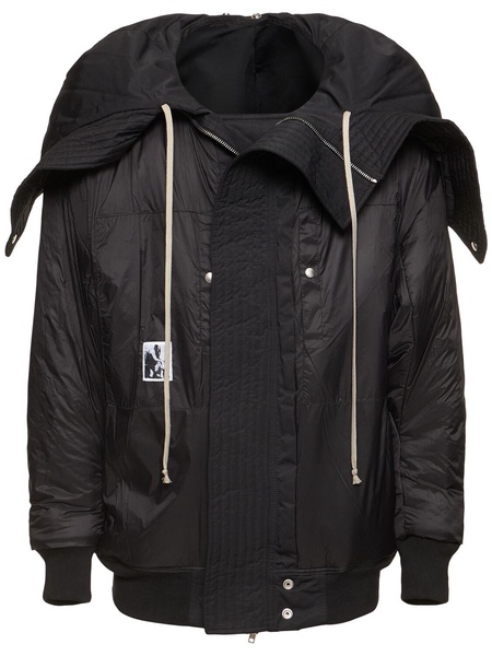 Hooded nylon bomber jacket