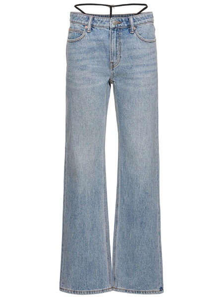 Mid rise relaxed cotton denim jeans