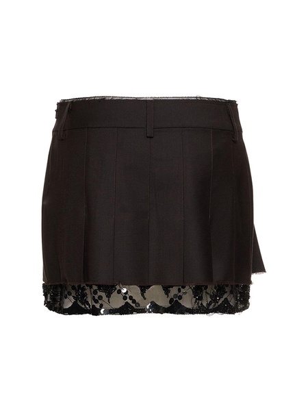 Brone wool mini skirt w/ tulle