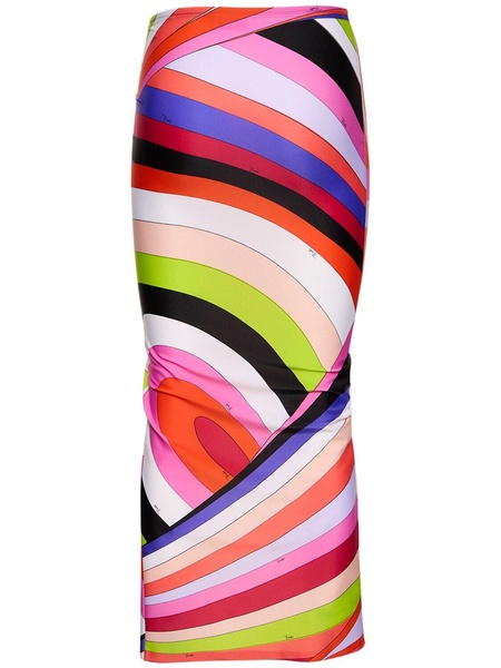 Iride printed Lycra midi skirt