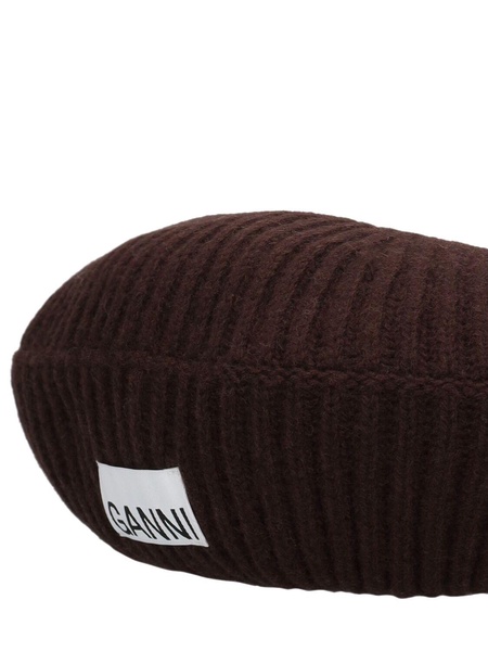 Structured wool blend ribbed beret