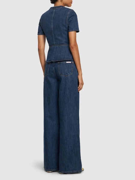 Buttoned denim long jumpsuit