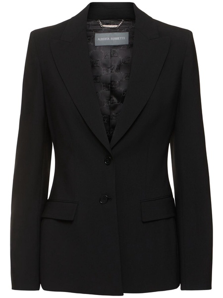 Single breast stretch wool jacket