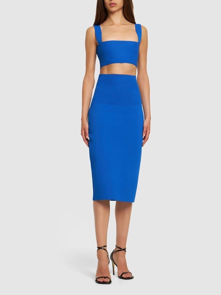 Body fitted stretch midi skirt