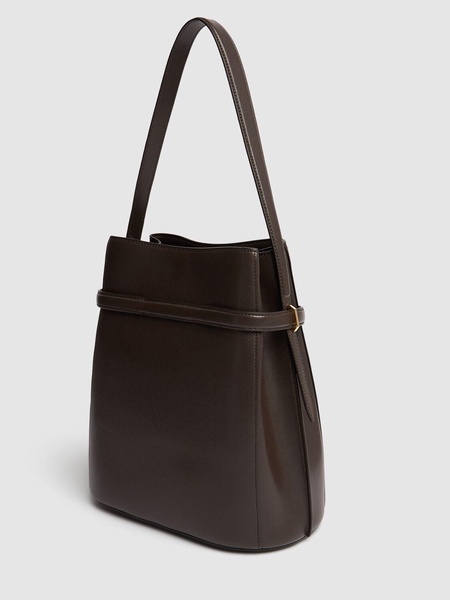 Belted nappa leather bucket bag