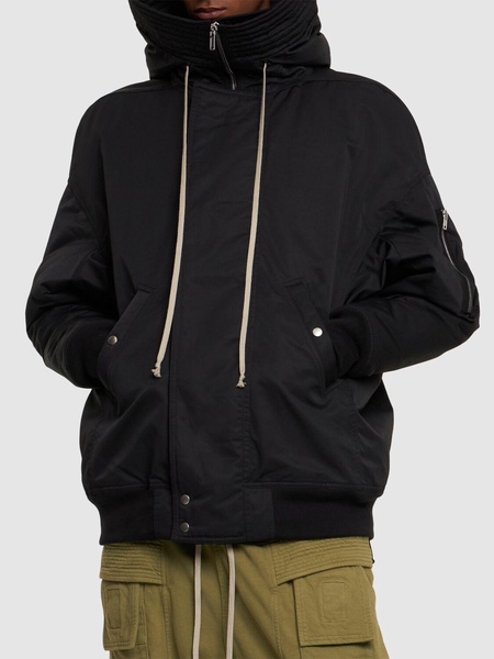 Hooded nylon bomber jacket