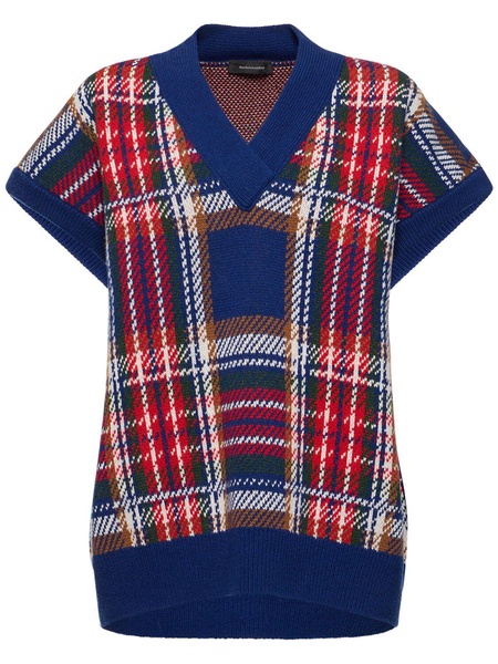 Gilette check wool short-sleeve sweater