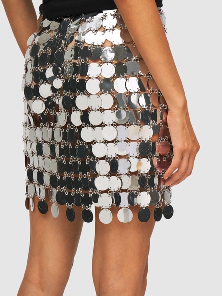 Round sequined mesh mini skirt