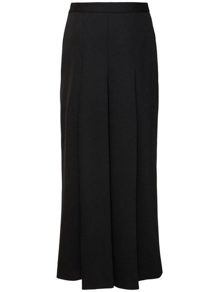 Wool blend twill long skirt