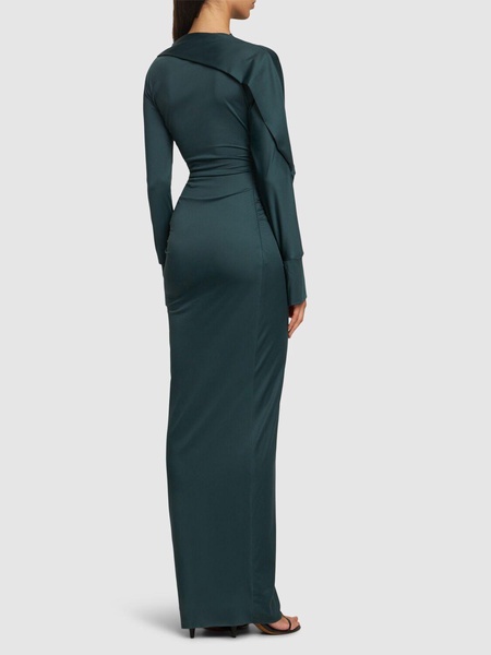 Slash-neck jersey gown