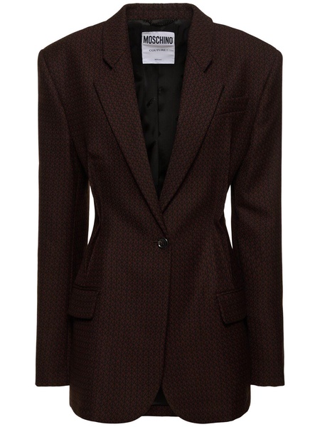 Single breast wool jacquard blazer