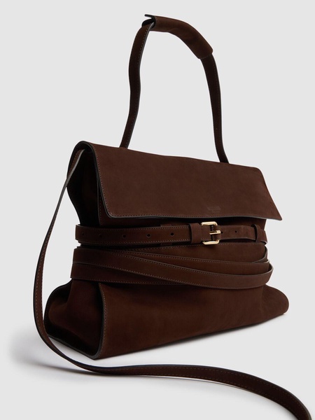 Tie Me belted nabuk leather tote bag