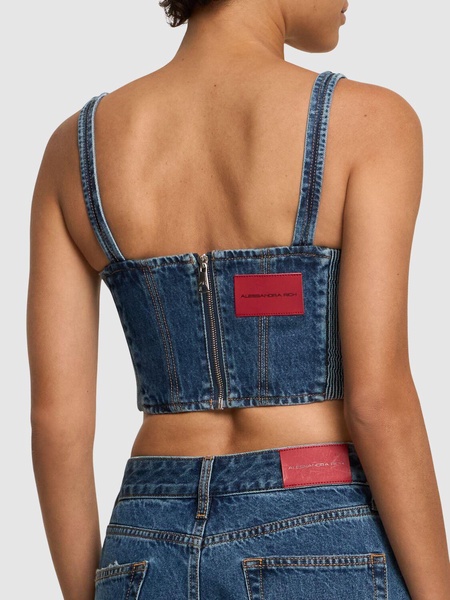 Denim bustier top w/crystals