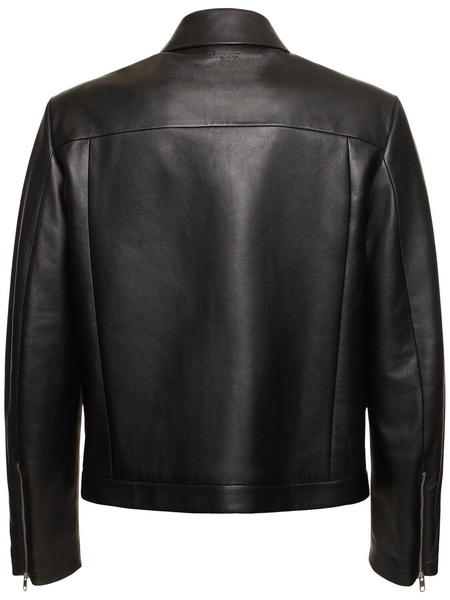 Leather bomber jacket