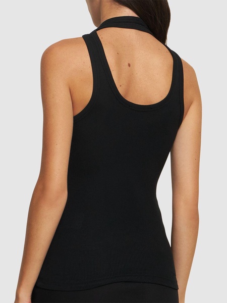 Ribbed stretch viscose tank top