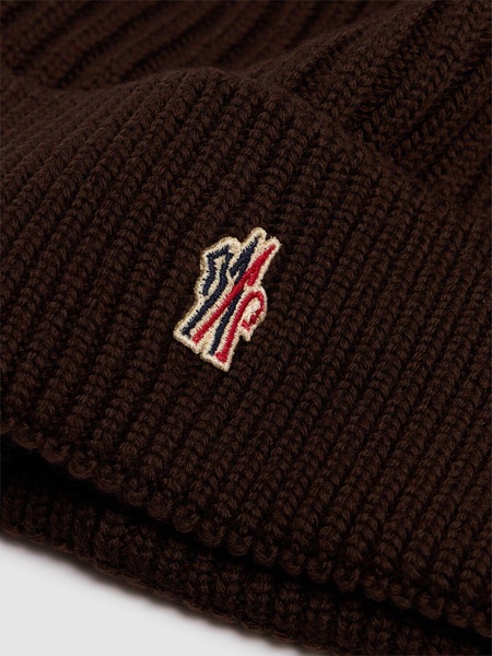 Ribbed knit virgin wool beanie