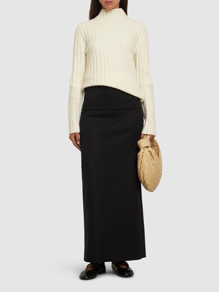 Adriana wool twill suiting long skirt