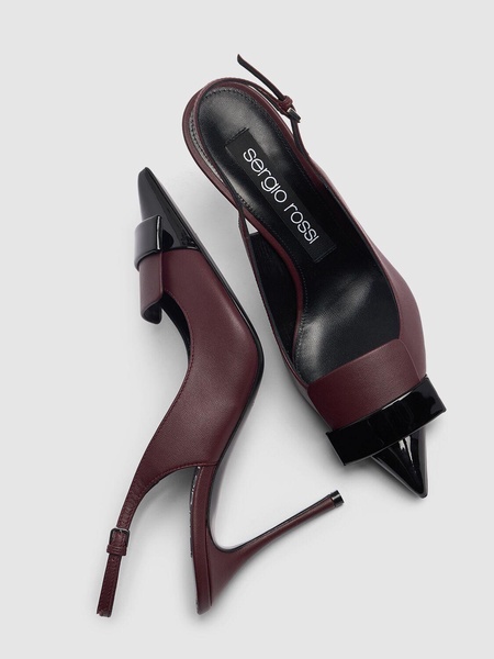 75mm Leather slingback pumps