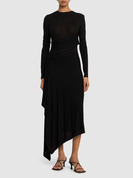 Draped jersey long dress