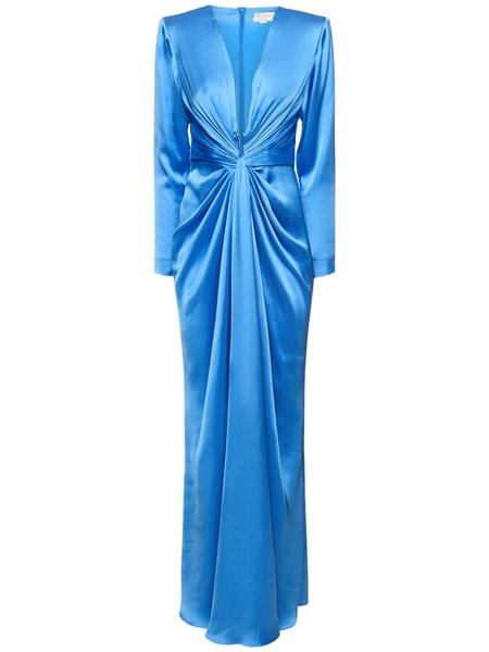 Draped light satin long dress