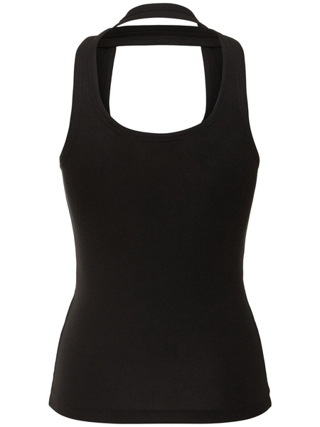 Ribbed stretch viscose tank top