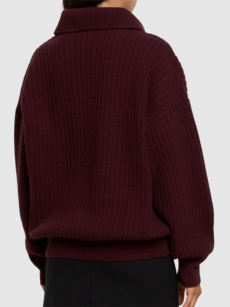 Shawl-neck wool sweater