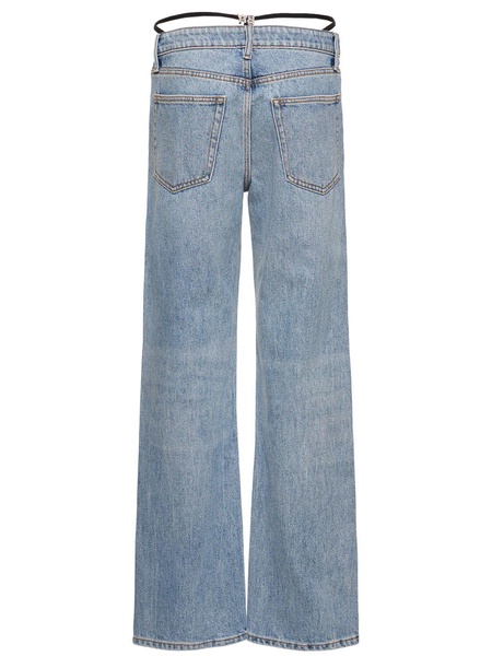 Mid rise relaxed cotton denim jeans