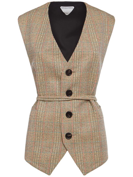 Prince of Wales wool blend vest