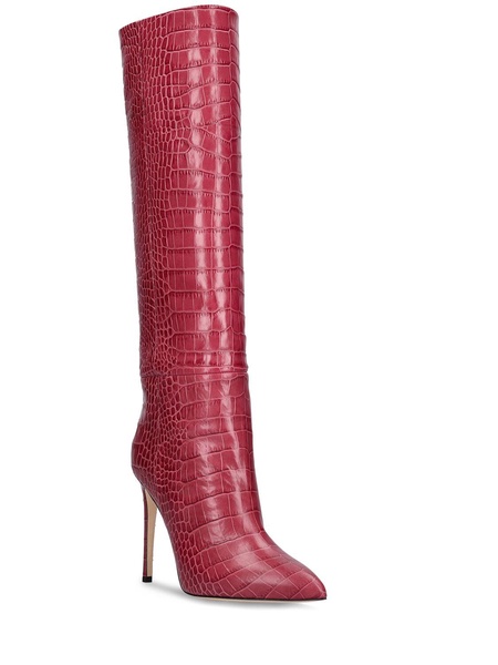 105mm Croc embossed leather tall boots