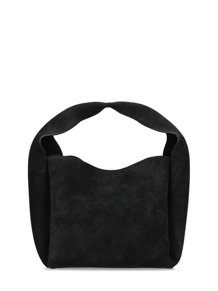 Bucket suede top handle bag