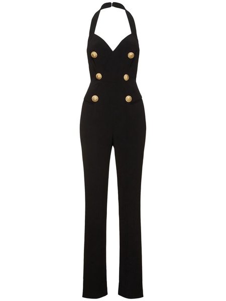 V-neck tailored crepe jumpsuit