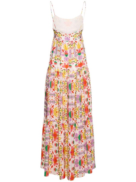 Merle printed viscose crepe long dress