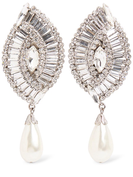 Crystal Shell faux pearl earrings