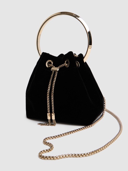 Bon Bon velvet bucket bag w/ crystals