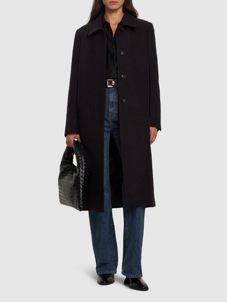 Wool twill long coat