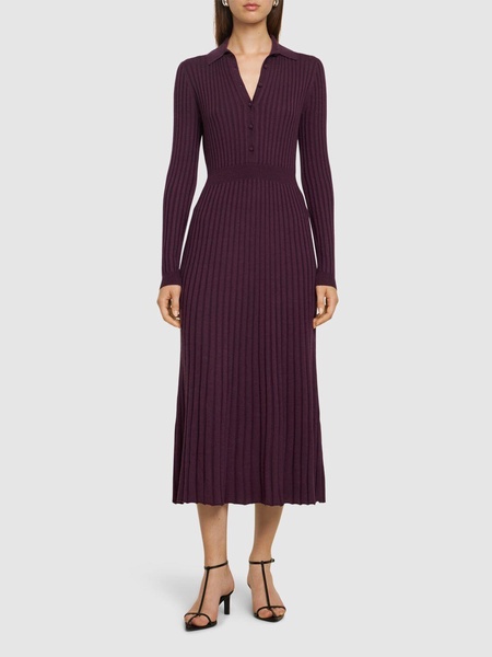 Ardor rib knit polo midi dress