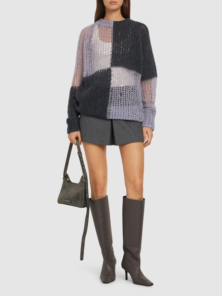 Mohair blend knit crewneck sweater