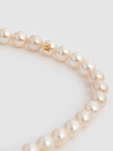 Faux pearl & bow collar necklace