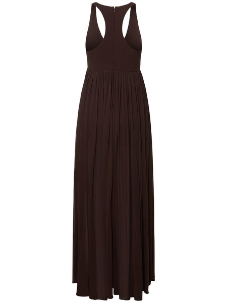 Stretch jersey flared long dress