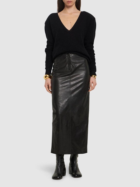 Leather long skirt