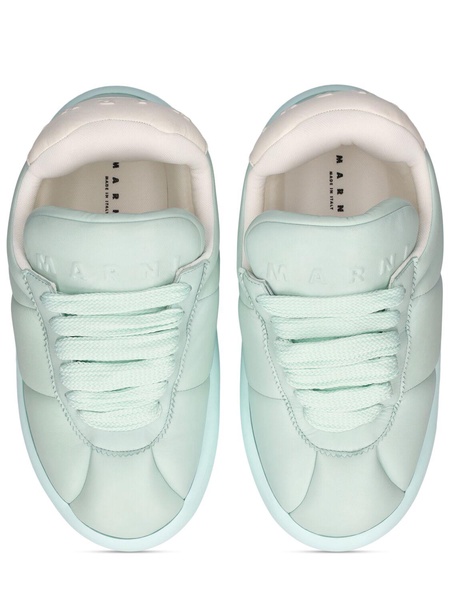 Puffy soft leather low top sneakers