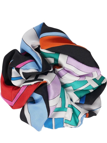 Medium printed silk twill scrunchie