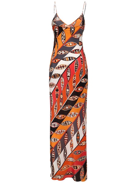 Girandole printed silk twill long dress