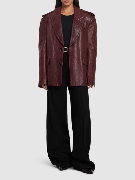 Selma tailored peak lapel leather jacket