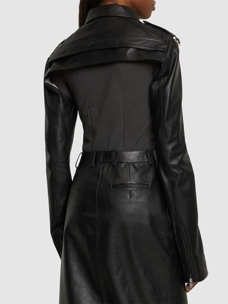 Cropped leather bolero jacket