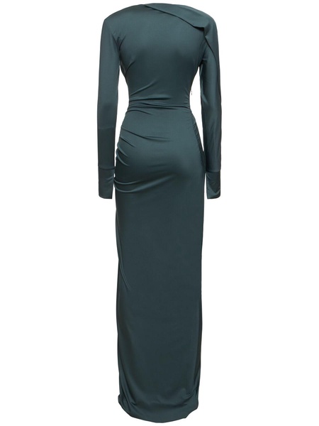 Slash-neck jersey gown