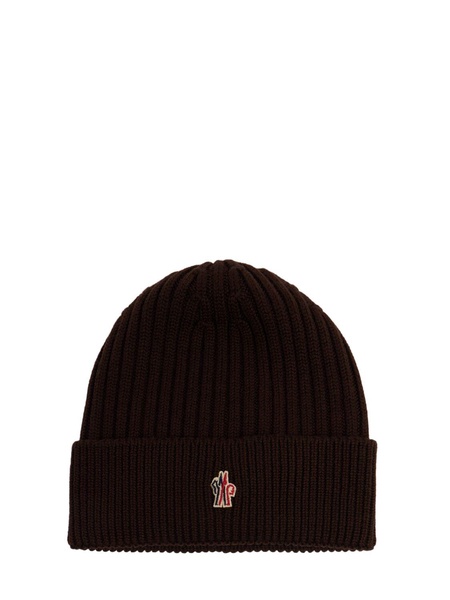 Ribbed knit virgin wool beanie