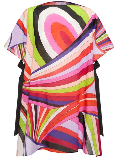 Iride printed voile mini kaftan dress